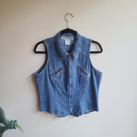 Vintage Tops - NEW YEAR SALE ✨️ Like New Vintage Denim Z Cavaricci Zip Up Vest Top